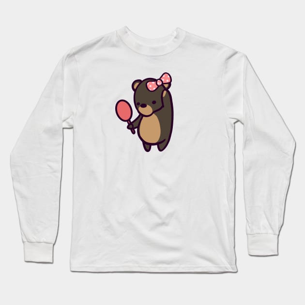 Cute Bear Bow Long Sleeve T-Shirt by ThumboArtBumbo